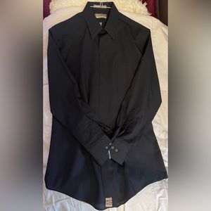 Van Heusen Satin Stripe Fitted Wrinkle Free 75% Polyester 25% Cotton
